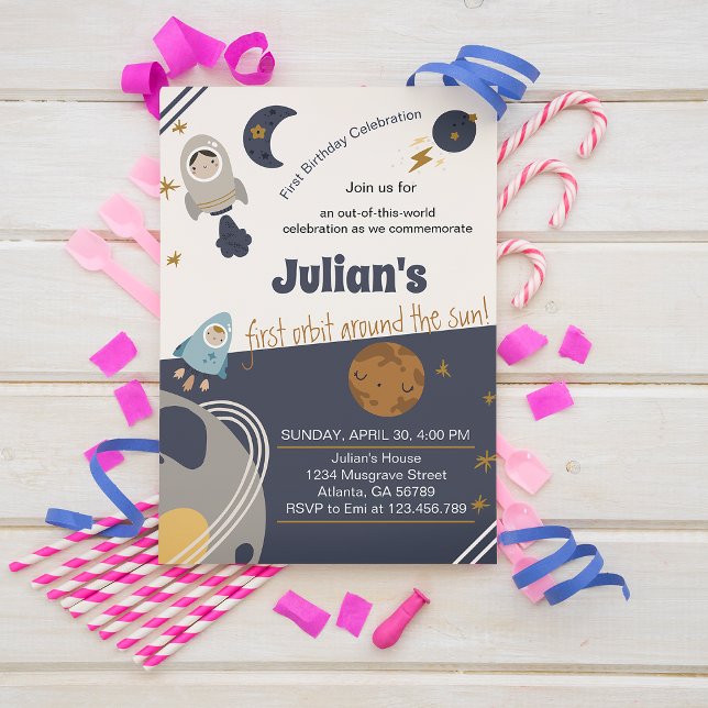 Convite Primeiro aniversário, primeira órbita ao redor do  (Criador carregado)