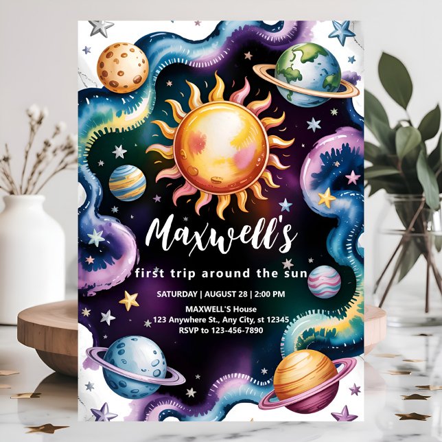 Convite Primeiro aniversario "Primeira viagem ao redor do  (Criador carregado)