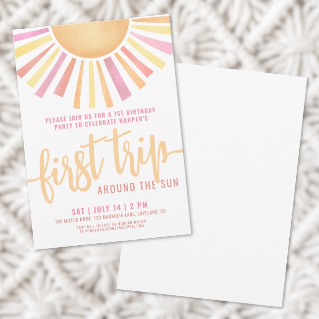 Convite primeiro aniversario Primeira Viagem Em Torno Do S (1st Birthday First Trip Around The Sun Invitation)