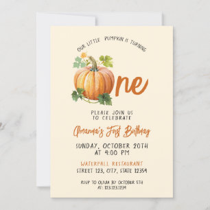 Convite Primeiro aniversario Pumpkin para Bebê