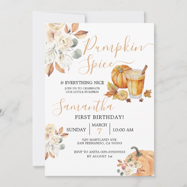 Convite primeiro aniversario Pumpkin Spice e tudo de bom (Frente)
