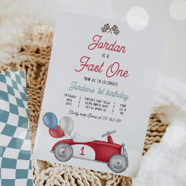 Convite Primeiro aniversario Rápido De Carro Vermelho De U