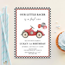 Convite Primeiro aniversario Rápido De Carros De Corrida D