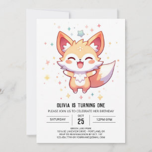 Convite Primeiro aniversario Raposa Simples