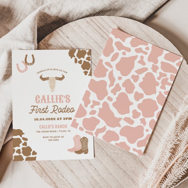 Convite Primeiro Aniversário Rodeo Cowgirl (Criador carregado)