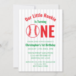 Convite Primeiro aniversario Rookie Baseball