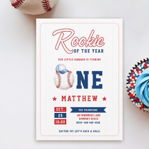 Convite Primeiro aniversario Rookie de Boné de Baseball St