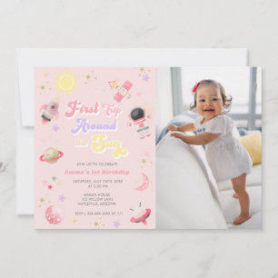 Convite Primeiro Aniversário Rosa Em Torno Do Sol