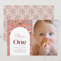 Primeiro aniversario Rosa Ladybug & Flower Arch