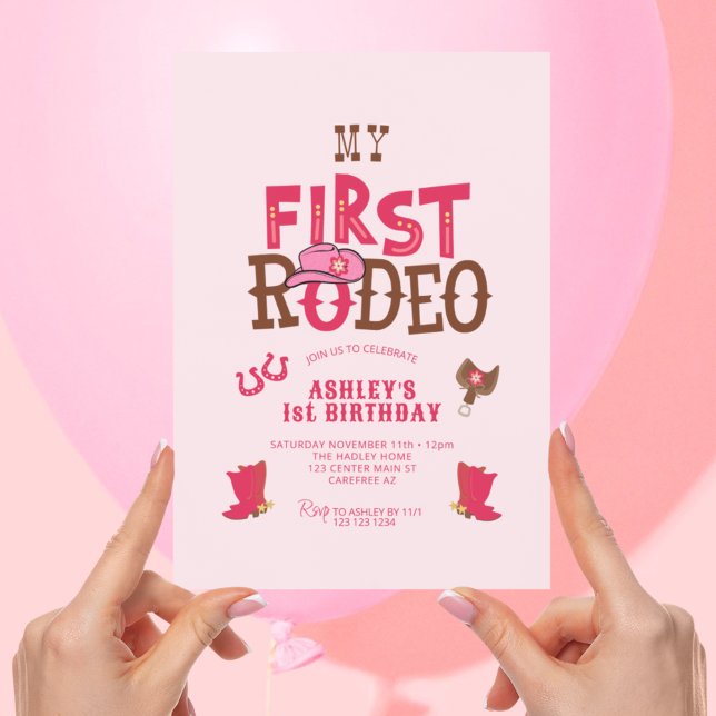 Convite Primeiro aniversario Rosa Primeiro Rodeo (Criador carregado)