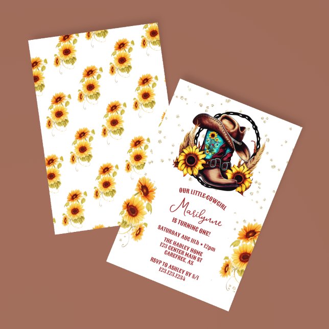 Convite Primeiro aniversario Russo de Cowgirl Ocidental (Criador carregado)