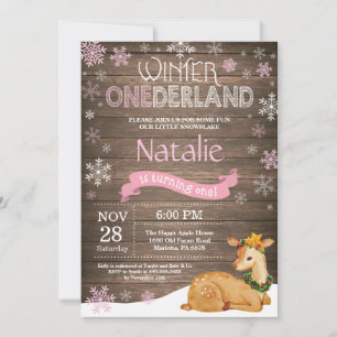 Convite primeiro aniversario Russo de Onederland Deer