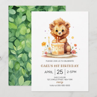 Convite Primeiro aniversario Safari Lion