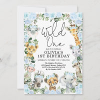 Primeiro aniversario Safari Selvagem de Flor Azul 