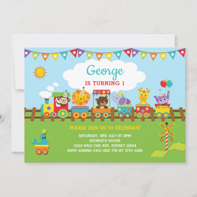 Convite primeiro aniversario Safari Wild One (Frente)