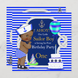 Convite primeiro aniversario Sailor Boy Marinho Blue Strik