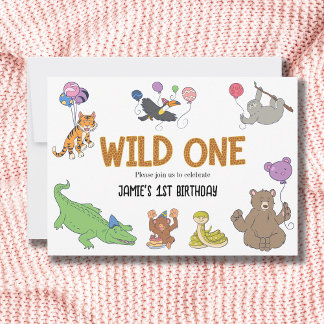 Convite primeiro aniversario Selvagem - Animais Safari Sel