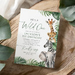 Convite Primeiro aniversario Selvagem de Animais Safari<br><div class="desc">Convide amigos e família para comemorar o seu primeiro aniversario com este convite de aniversário com tema safari.</div>