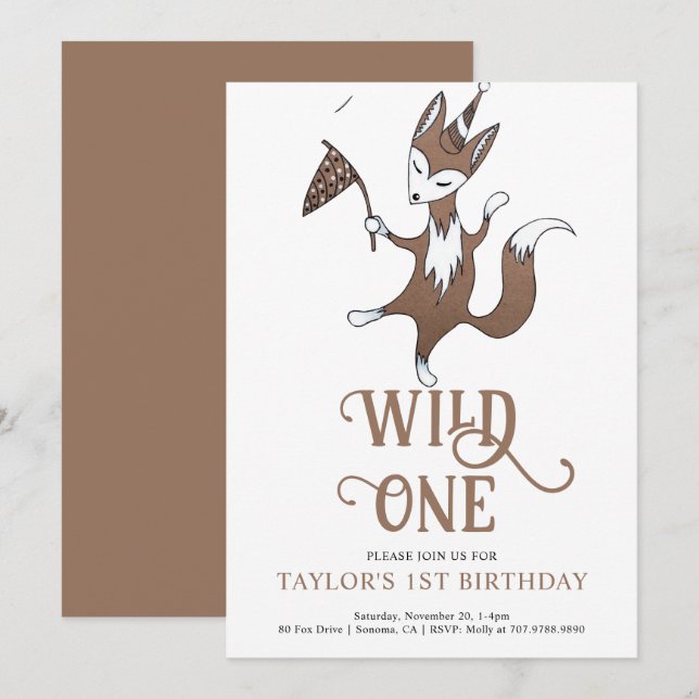 Convite Primeiro aniversario Selvagem Um (Frente/Verso)