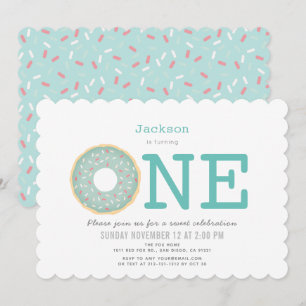 Convite Primeiro aniversario simples do menino do verde da