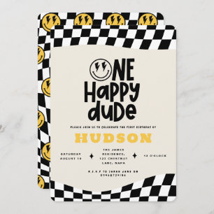 Convite primeiro aniversario sorriso rosto retrógrado bran