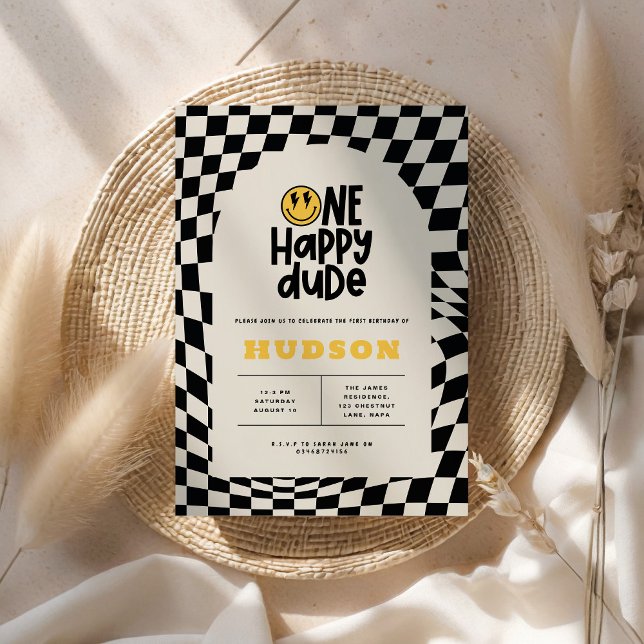 Convite primeiro aniversario sorriso rosto retrógrado bran (Criador carregado)