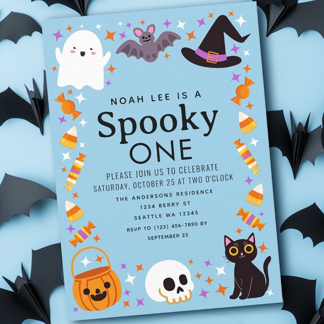 Convite Primeiro aniversario Spooky One Halloween Boys (Criador carregado)