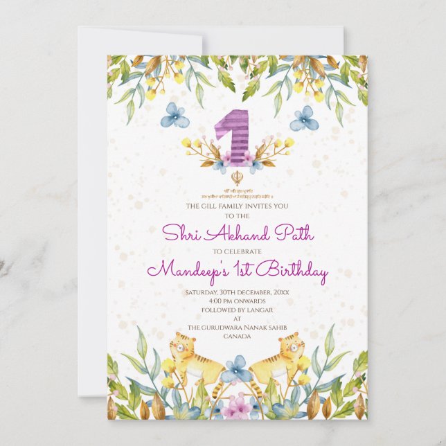 Convite primeiro aniversario Sukhmani Sahib & Akhand Path  (Frente)