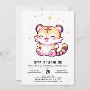 Convite Primeiro aniversario Tiger Adorável