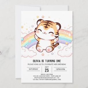 Convite Primeiro aniversario Tigre Cute