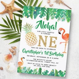 Convite Primeiro aniversario Tropical Summer Beach Luau Bo