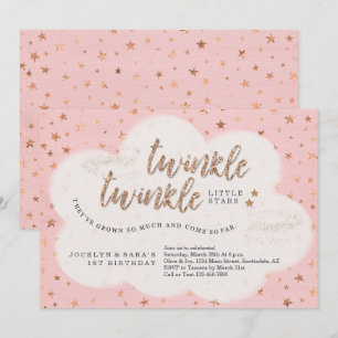 Convite Primeiro aniversario Twinkle Twinkle Pequena Estre