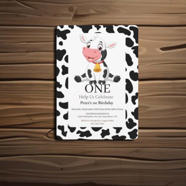 Convite primeiro aniversario - Vaca Negra Negra-Adorável (Check out our cow birthday invitations selection for the very best in unique or custom)