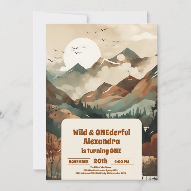 Convite Primeiro aniversario Verde da Floresta Russa (Frente)