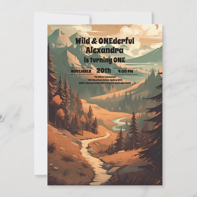 Convite Primeiro aniversario Verde da Floresta Russa (Frente)