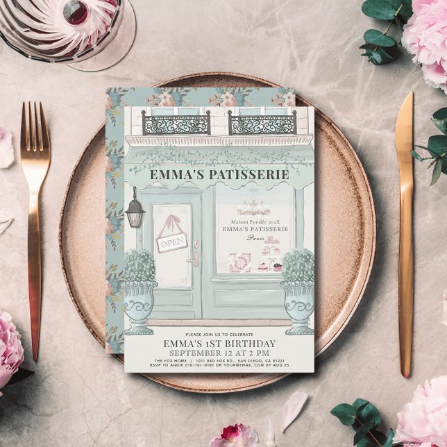 Convite Primeiro aniversario Verde de Paris Patisserie, pa (Criador carregado)