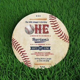 Convite Primeiro aniversario Vintage Baseball Boys