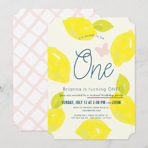 Convite primeiro aniversario Virtual Rosa Pink para Menina