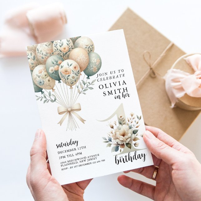 Convite Primeiro aniversario Whimsical (Criador carregado)