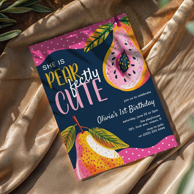 Convite Primeiro aniversario Whimsical PEARfectlyCute (Criador carregado)