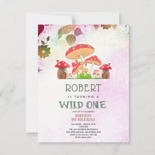 Convite Primeiro aniversario Whimsical Photo Mushroom Pers