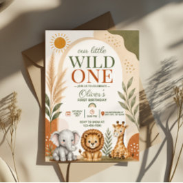 Convite Primeiro Aniversário Wild One Safari