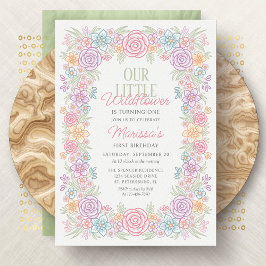 Convite Primeiro aniversario Wildflower Floral