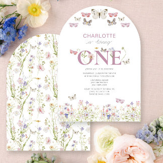 Convite primeiro aniversario Wildflower Torna Uma Borbolet