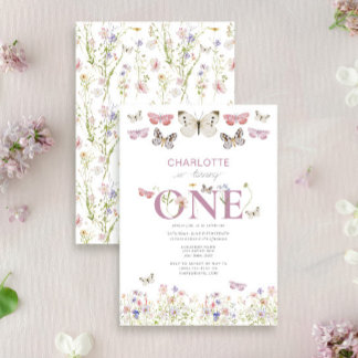 Convite primeiro aniversario Wildflower Torna Uma Borbolet