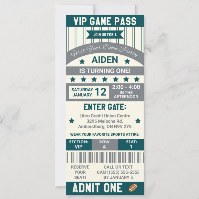 Convite Primeiro Ano De Baixo! Aniversário do Bilhete de F (Frente)