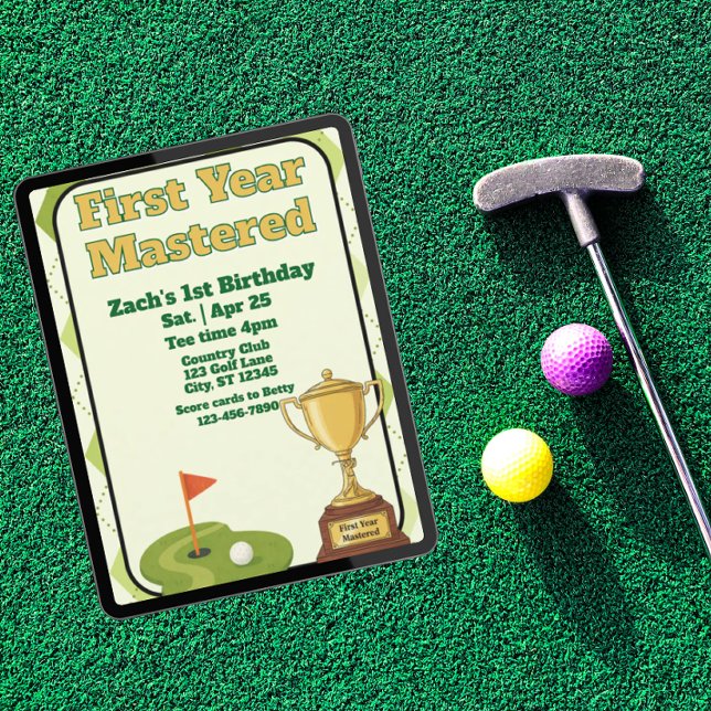 Convite Primeiro Ano Dominado, Golfe no 1º Aniversário (Criador carregado)