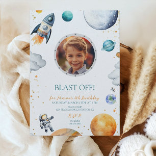 Convite Primeiro Astronauta Trip Foto do Foguete Astronaut