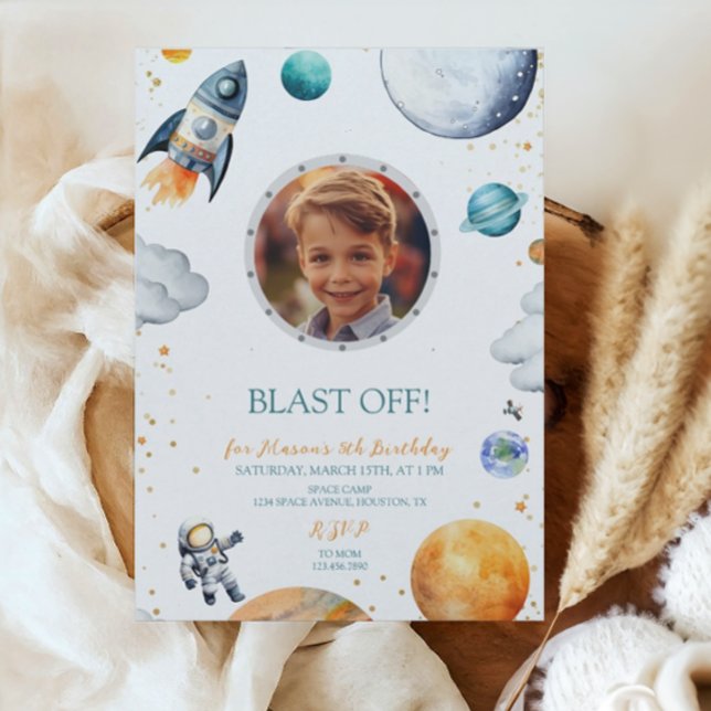 Convite Primeiro Astronauta Trip Foto do Foguete Astronaut (Criador carregado)