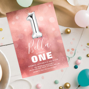 Convite Primeiro Balão de Prata de Aniversário   Festa R